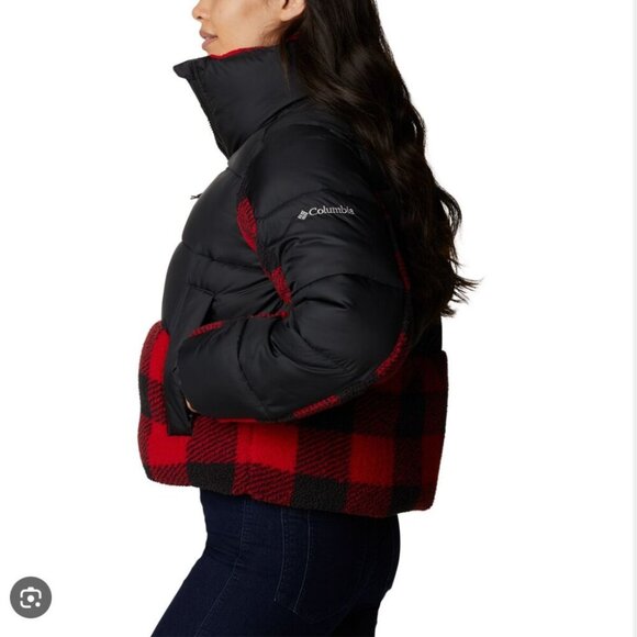 Columbia Leadbetter Point Sherpa Hybrid Cropped Puffer Jacket Coat Medium - Picture 3 of 9